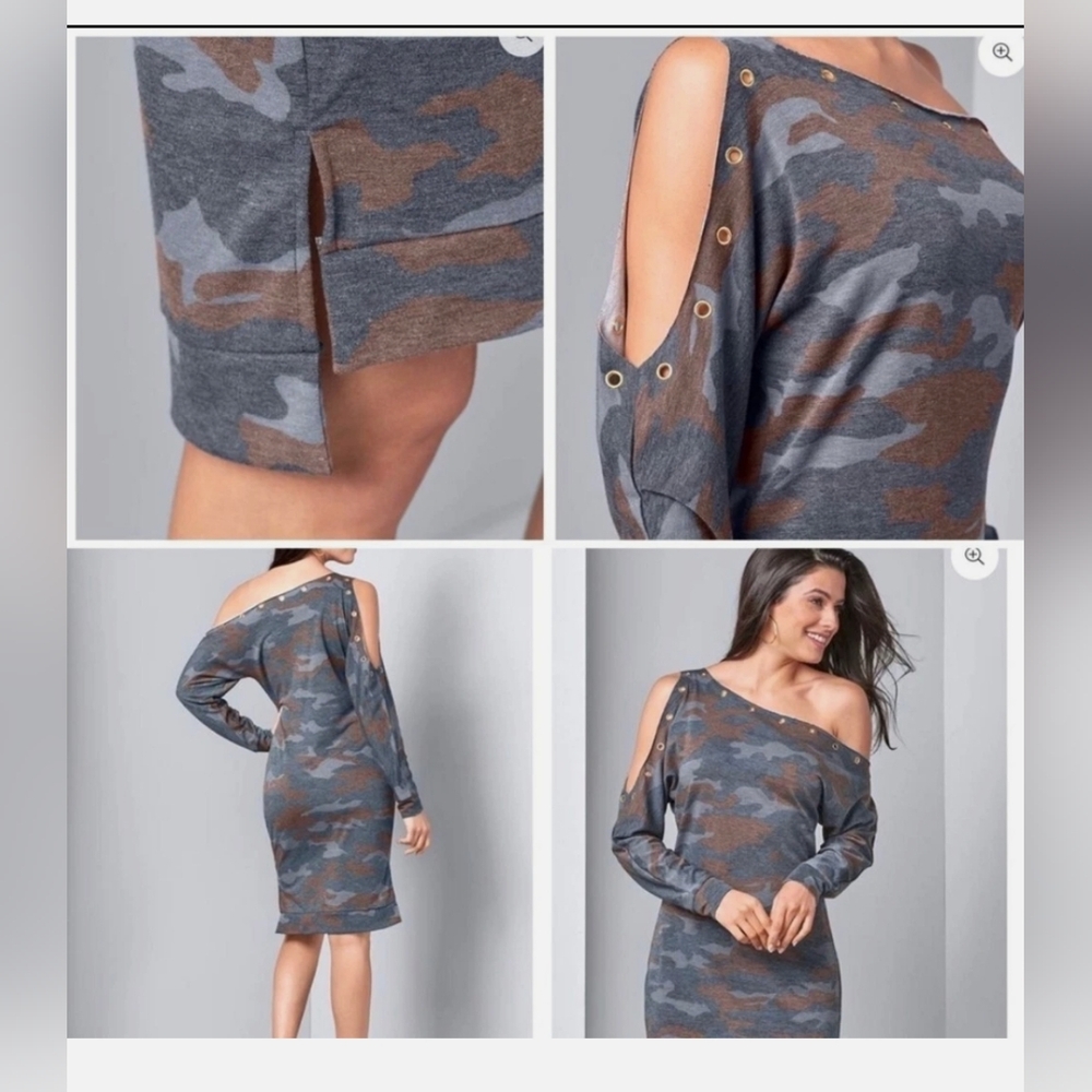 NWOT Venus One Shoulder Camo Dress With Grommets, Super Soft, Comfy, 1x